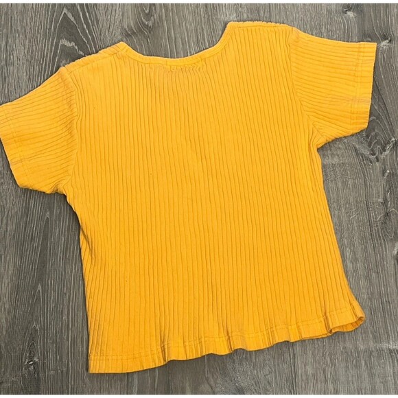 Papas & Beer Crop Top L 90s V-Neck Ribbed T-Shirt Baja Mexico Bar Logo Tee VTG - Picture 4 of 7